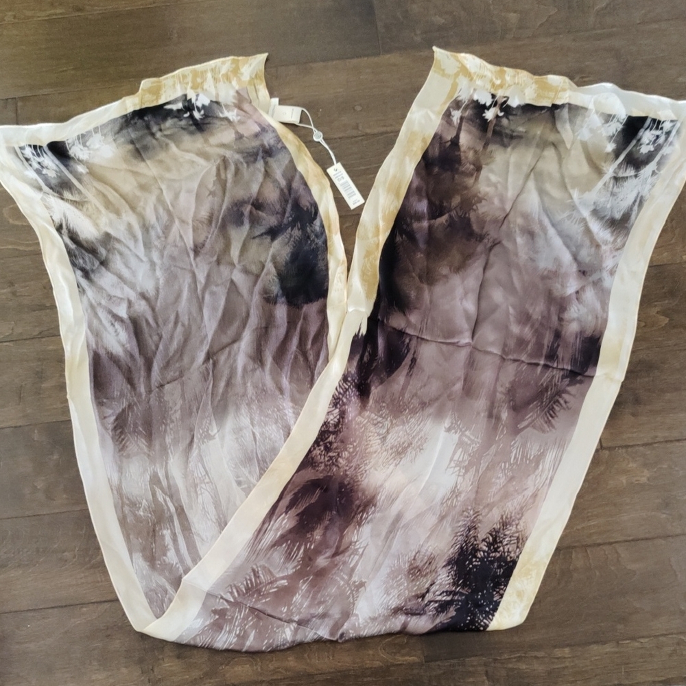 NWT - Max Studio Silk Scarf in Sand and Brown
